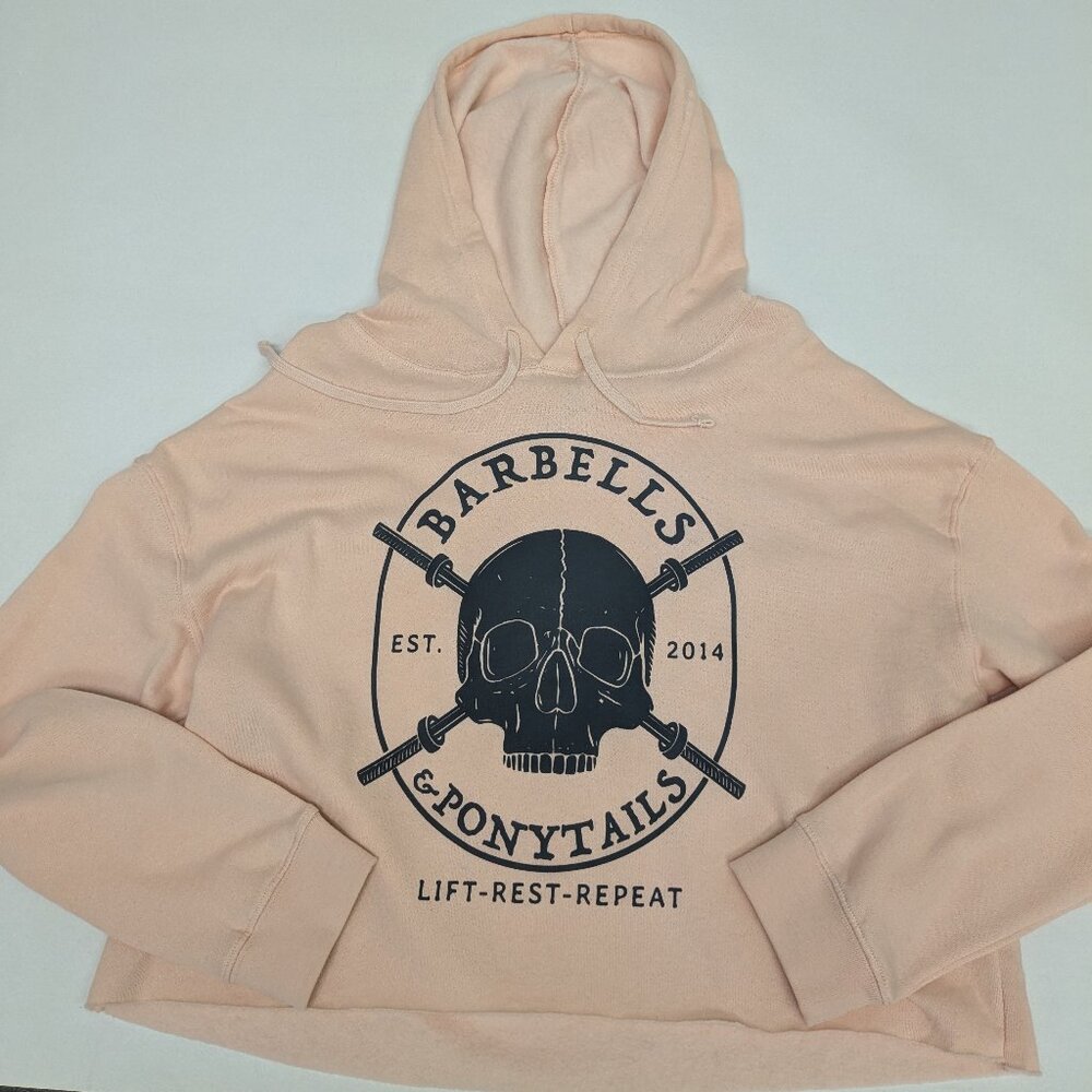 Barbells And Ponytails Crop Hoodie Sweatshirt New - Picture 1 of 1